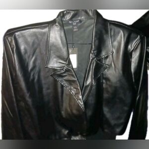 PrettyLittleThing black faux leather blazer - sz 16- and pants sz 18 - NWT